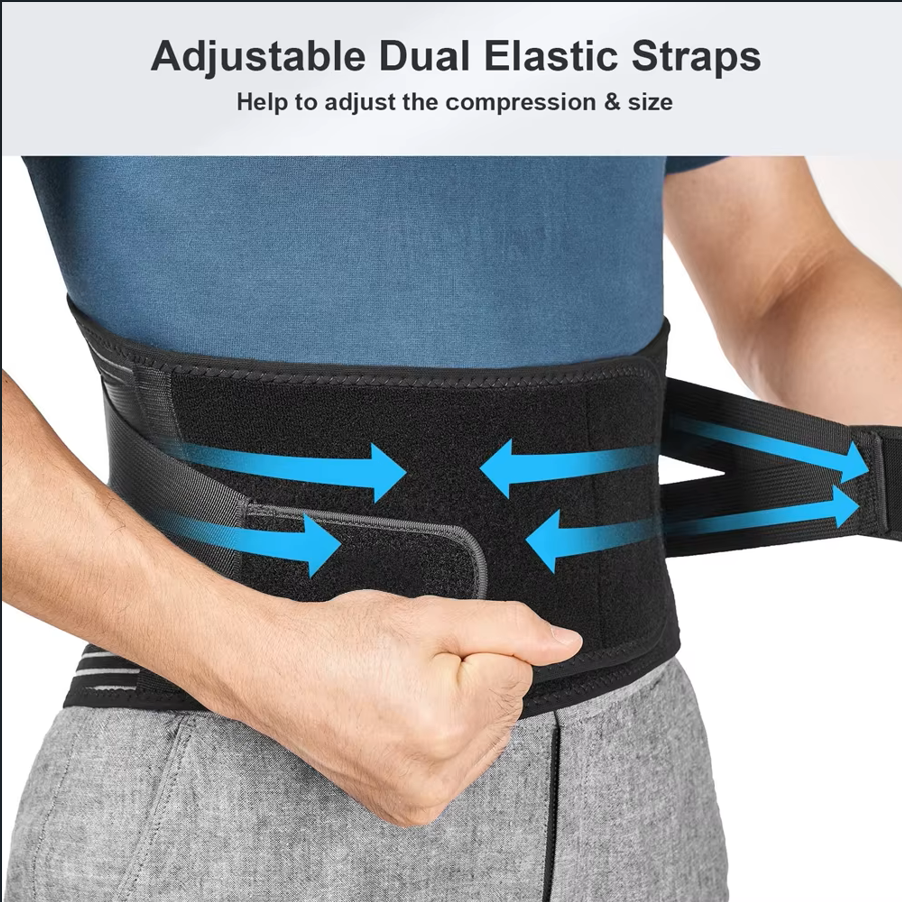 Lower Back Pain Relief Brace with 6 Stays - Breathable Lumbar Support Belt for Men and Women